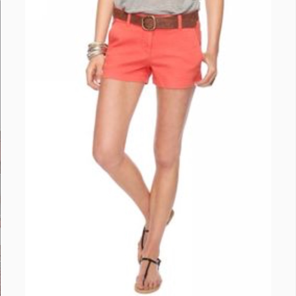 Life in Progress light coral stretchy denim shorts